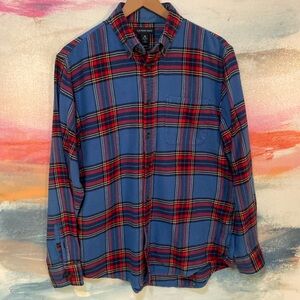 🔥EC🔥2014 Lands End 100% Cotton Plaid Button Down Flannel Shirt.